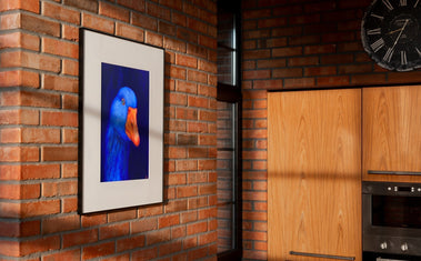 blue bird portrait art inkposter